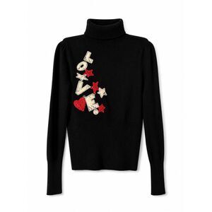 SEED 153 Black Turtleneck Sweater Puff Sleeve Knit Size F